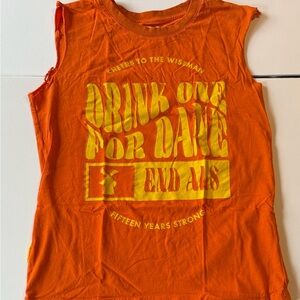 Dutch Bros Bright Orange Muscle‎ Tee with Yellow Print
